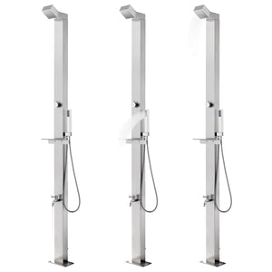 vidaXL Garden Shower with Grey Base 225 cm Stainless Steel