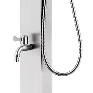 vidaXL Garden Shower with Grey Base 225 cm Stainless Steel