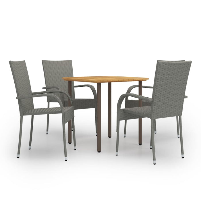 vidaXL 5 Piece Garden Dining Set Poly Rattan Grey