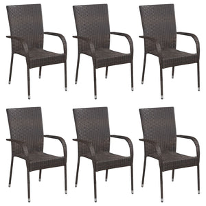 vidaXL 7 Piece Garden Dining Set Poly Rattan Brown