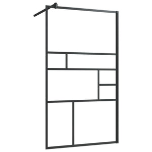 vidaXL Walk-in Shower Wall with Clear ESG Glass 90x195 cm Black