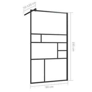 vidaXL Walk-in Shower Wall with Clear ESG Glass 90x195 cm Black