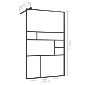 vidaXL Walk-in Shower Wall with Clear ESG Glass 100x195 cm Black