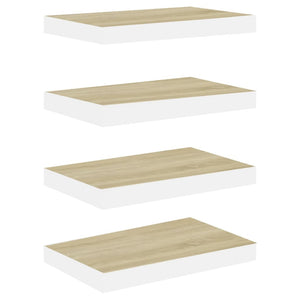 vidaXL Floating Wall Shelves 4 pcs Oak and White 40x23x3.8 cm MDF