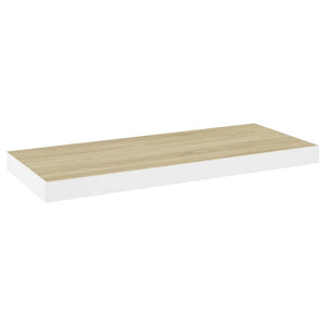 vidaXL Floating Wall Shelf Oak and White 60x23.5x3.8 cm MDF