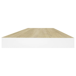 vidaXL Floating Wall Shelf Oak and White 60x23.5x3.8 cm MDF