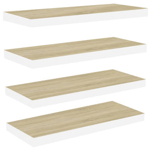 vidaXL Floating Wall Shelves 4 pcs Oak and White 60x23.5x3.8 cm MDF