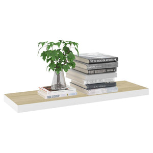 vidaXL Floating Wall Shelves 2 pcs Oak and White 80x23.5x3.8 cm MDF