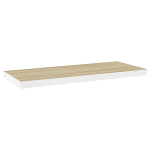 vidaXL Floating Wall Shelves 2 pcs Oak and White 80x23.5x3.8 cm MDF