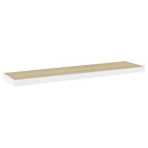 vidaXL Floating Wall Shelves 2 pcs Oak and White 120x23.5x3.8 cm MDF