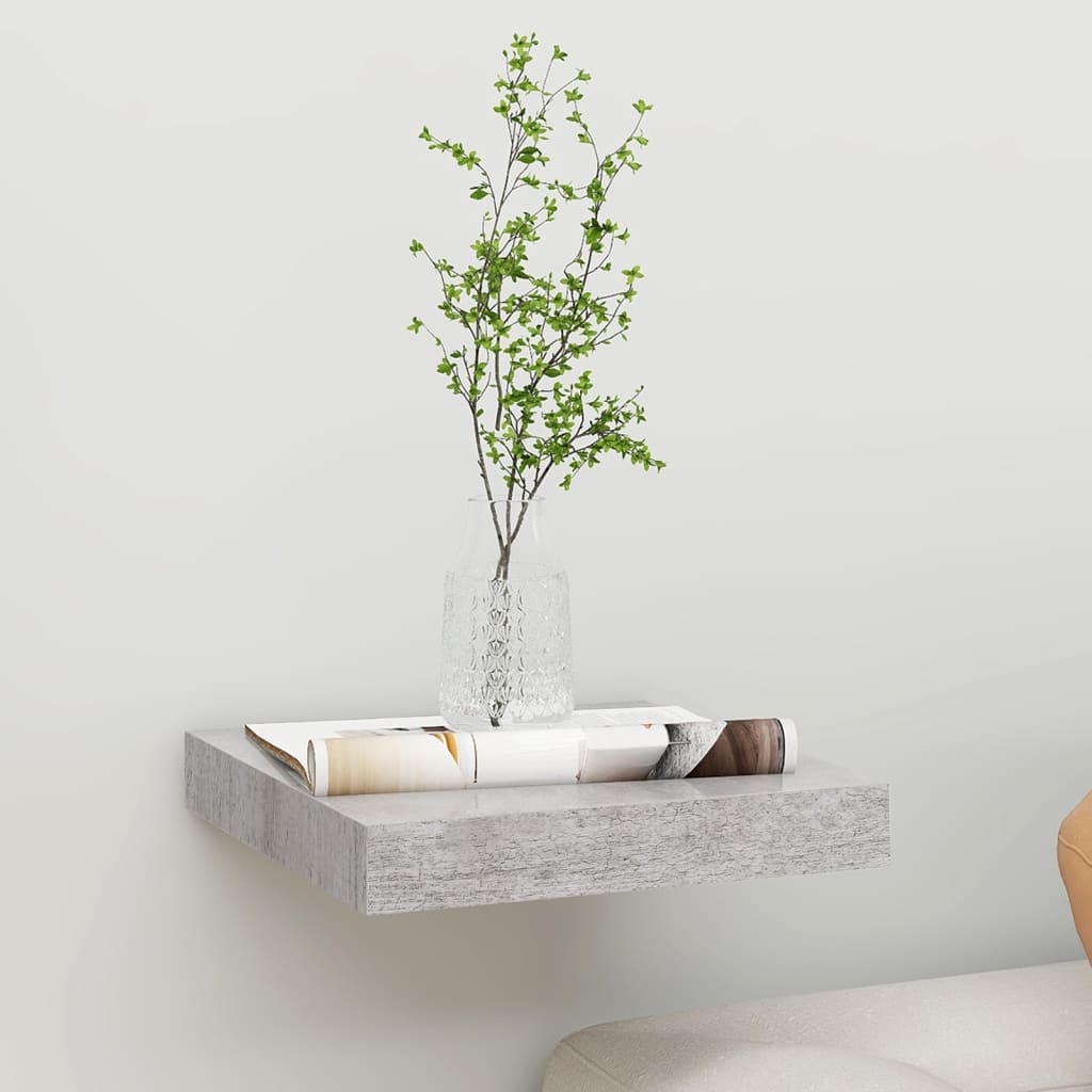 vidaXL Floating Wall Shelf Concrete Grey 23x23.5x3.8 cm MDF