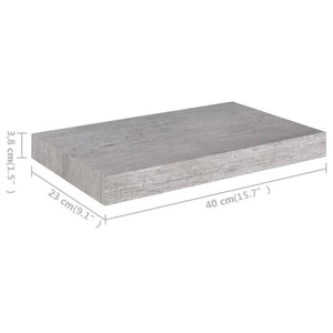 vidaXL Floating Wall Shelves 2 pcs Concrete Grey 40x23x3.8 cm MDF