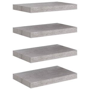 vidaXL Floating Wall Shelves 4 pcs Concrete Grey 40x23x3.8 cm MDF