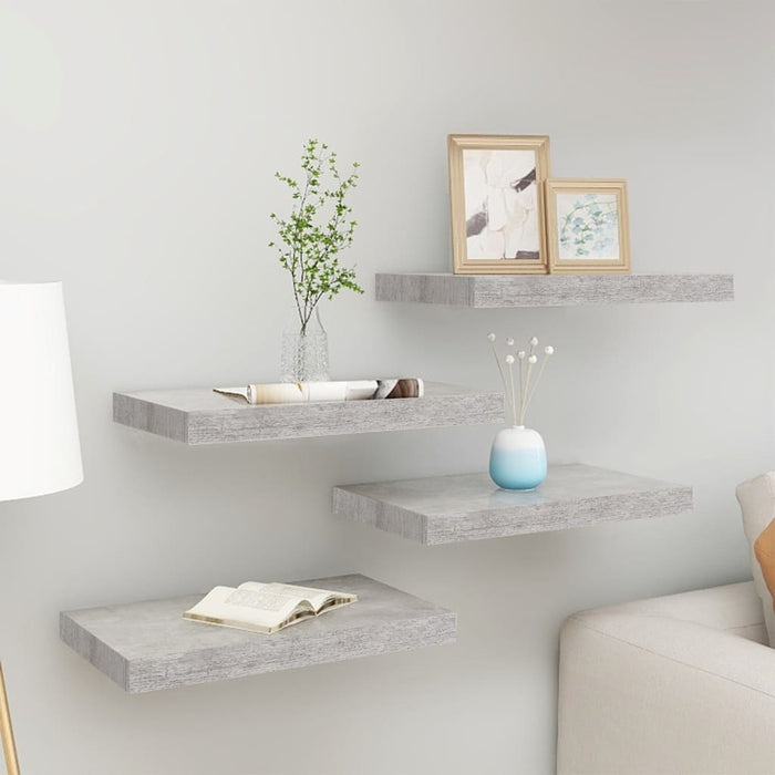 vidaXL Floating Wall Shelves 4 pcs Concrete Grey 40x23x3.8 cm MDF