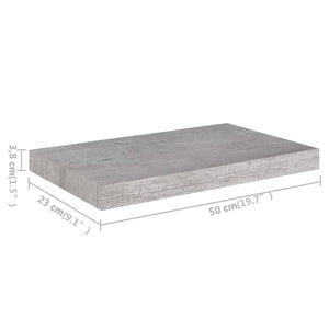 vidaXL Floating Wall Shelves 4 pcs Concrete Grey 50x23x3.8 cm MDF