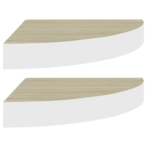 vidaXL Wall Corner Shelves 2 pcs Oak and White 25x25x3.8 cm MDF