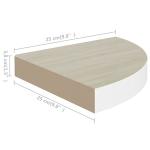 vidaXL Wall Corner Shelves 2 pcs Oak and White 25x25x3.8 cm MDF