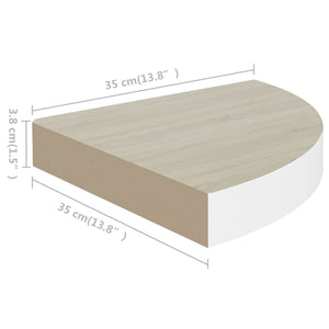 vidaXL Wall Corner Shelves 2 pcs Oak and White 35x35x3.8 cm MDF