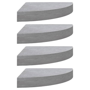 vidaXL Wall Corner Shelves 4 pcs Concrete Grey 35x35x3.8 cm MDF