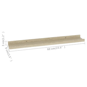 vidaXL Wall Shelves 2 pcs Sonoma Oak 60x9x3 cm