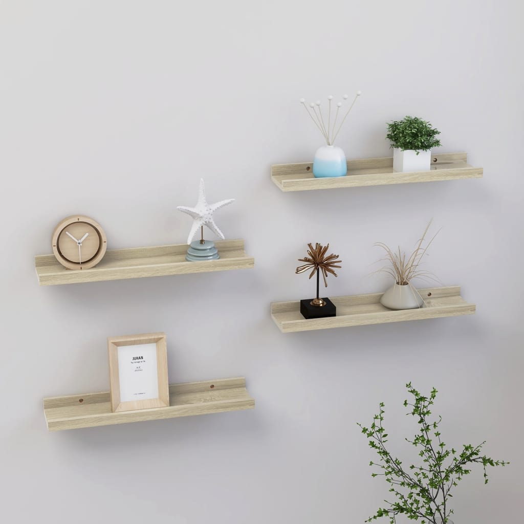 vidaXL Wall Shelves 4 pcs Sonoma Oak 40x9x3 cm