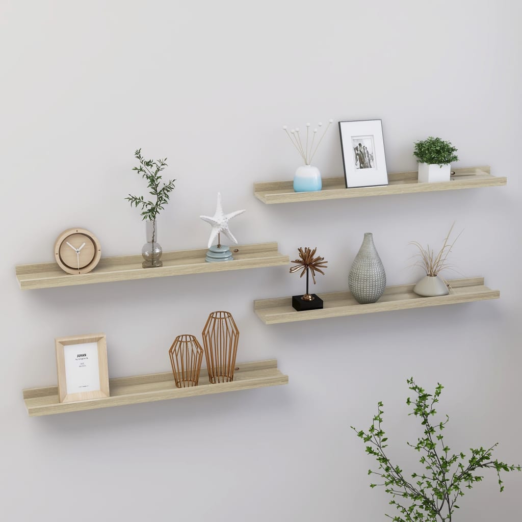 vidaXL Wall Shelves 4 pcs Sonoma Oak 60x9x3 cm