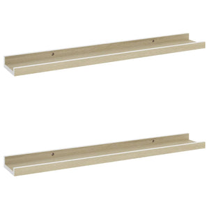 vidaXL Wall Shelves 2 pcs White and Sonoma Oak 60x9x3 cm