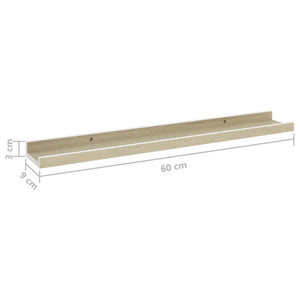 vidaXL Wall Shelves 2 pcs White and Sonoma Oak 60x9x3 cm