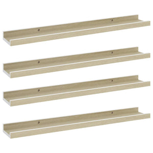 vidaXL Wall Shelves 4 pcs White and Sonoma Oak 60x9x3 cm