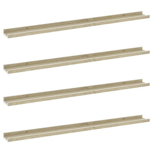 vidaXL Wall Shelves 4 pcs White and Sonoma Oak 100x9x3 cm