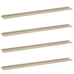 vidaXL Wall Shelves 4 pcs White and Sonoma Oak 115x9x3 cm