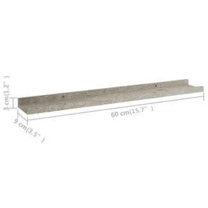 vidaXL Wall Shelves 2 pcs Concrete Grey 60x9x3 cm