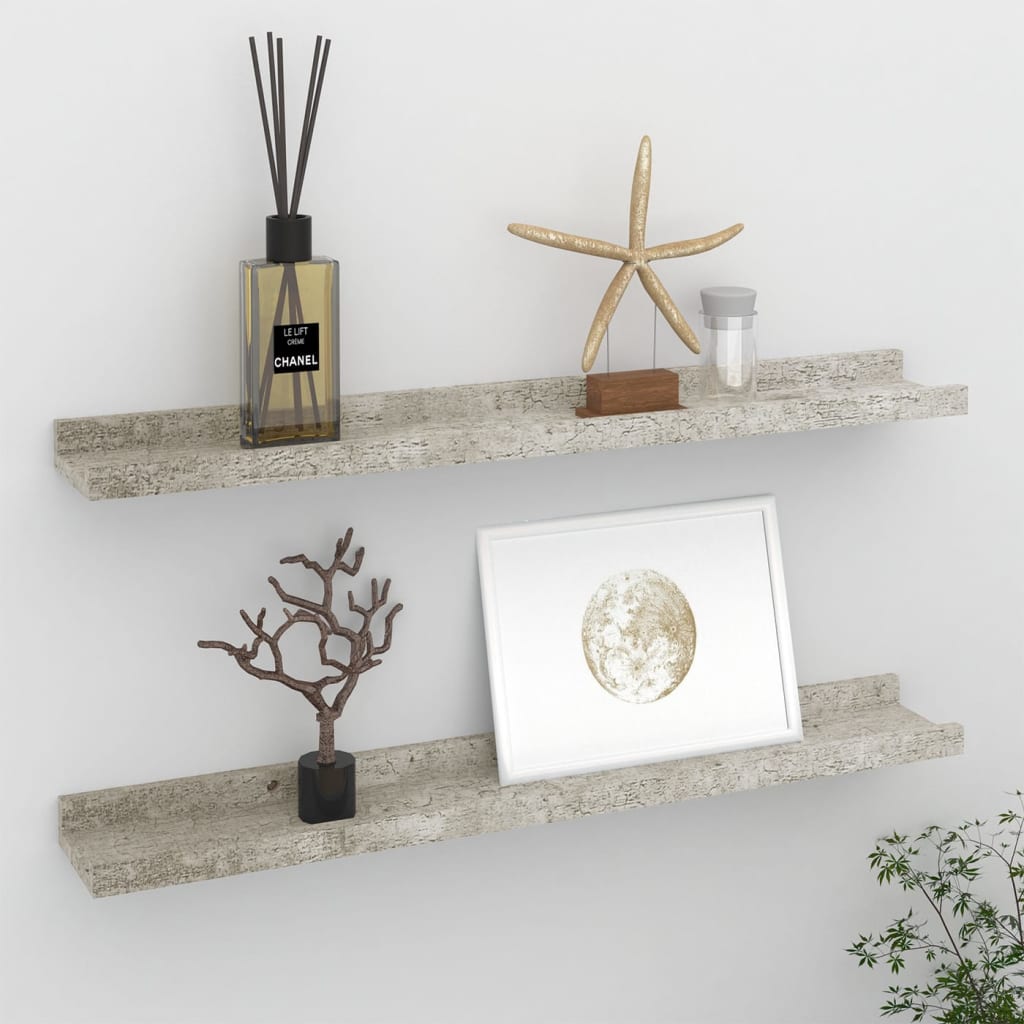 vidaXL Wall Shelves 2 pcs Concrete Grey 60x9x3 cm