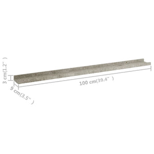 vidaXL Wall Shelves 2 pcs Concrete Grey 100x9x3 cm