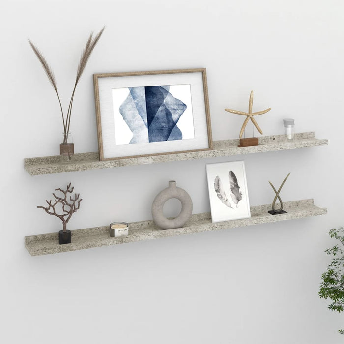 vidaXL Wall Shelves 2 pcs Concrete Grey 100x9x3 cm