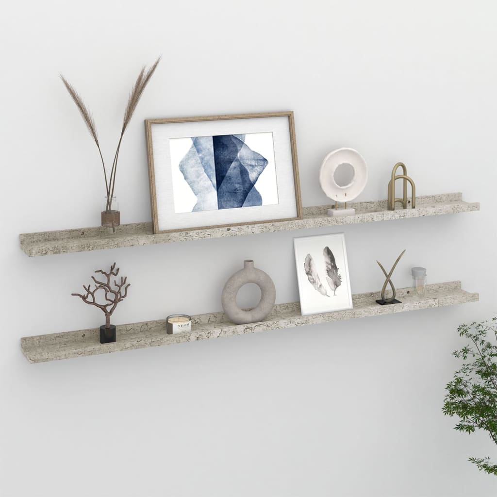 vidaXL Wall Shelves 2 pcs Concrete Grey 115x9x3 cm