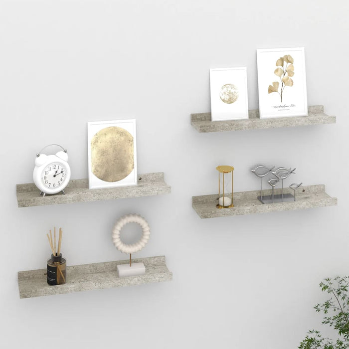 vidaXL Wall Shelves 4 pcs Concrete Grey 40x9x3 cm