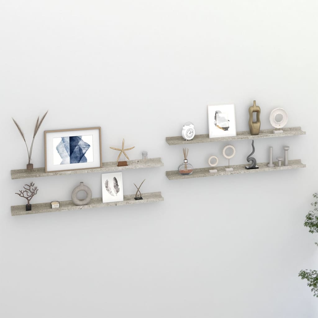 vidaXL Wall Shelves 4 pcs Concrete Grey 100x9x3 cm