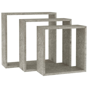 vidaXL Wall Cube Shelves 3 pcs Concrete Grey