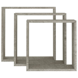 vidaXL Wall Cube Shelves 3 pcs Concrete Grey