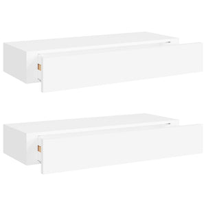 vidaXL Wall-mounted Drawer Shelves 2 pcs White 60x23.5x10cm MDF