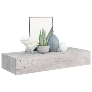 vidaXL Wall Drawer Shelves 2 pcs Concrete Grey 60x23.5x10cm MDF