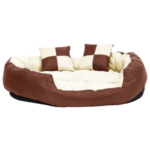 vidaXL Reversible & Washable Dog Cushion Brown and Cream 110x80x23 cm