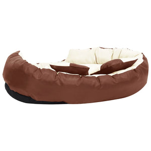 vidaXL Reversible & Washable Dog Cushion Brown and Cream 110x80x23 cm