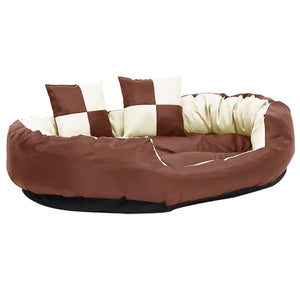 vidaXL Reversible & Washable Dog Cushion Brown and Cream 110x80x23 cm