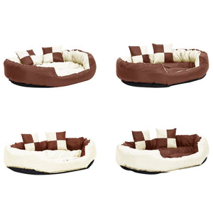 vidaXL Reversible & Washable Dog Cushion Brown and Cream 110x80x23 cm