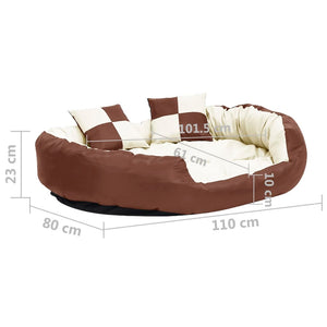 vidaXL Reversible & Washable Dog Cushion Brown and Cream 110x80x23 cm