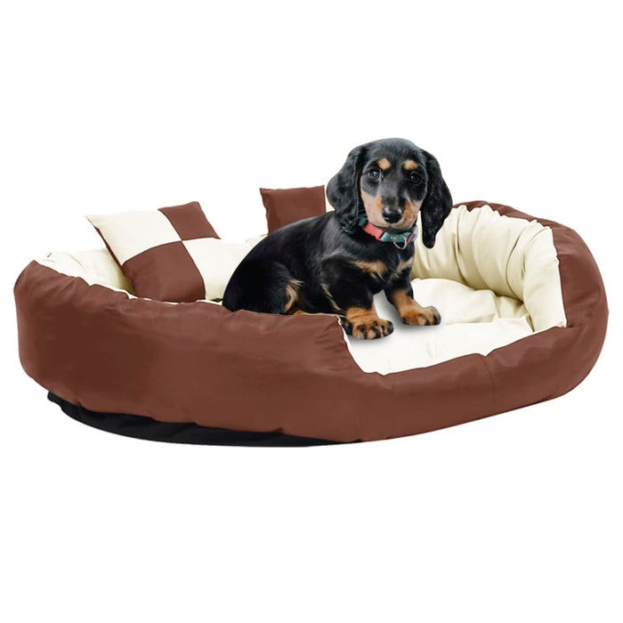 vidaXL Reversible & Washable Dog Cushion Brown and Cream 110x80x23 cm