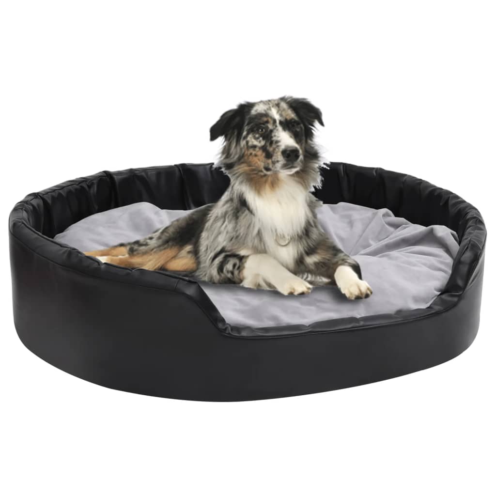 vidaXL Dog Bed Black and Grey 99x89x21 cm Plush and Faux Leather