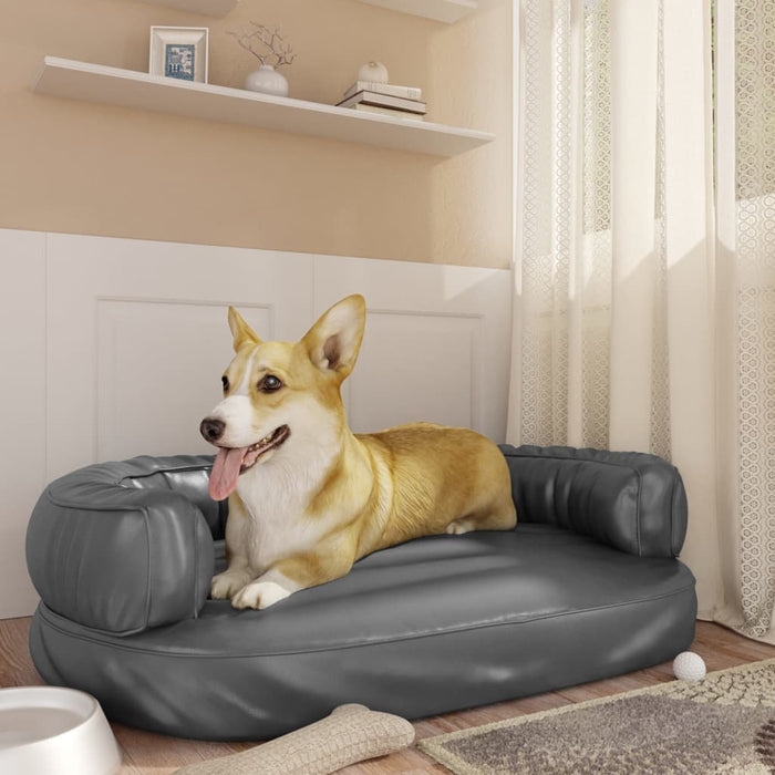 vidaXL Ergonomic Foam Dog Bed Grey 88x65 cm Faux Leather